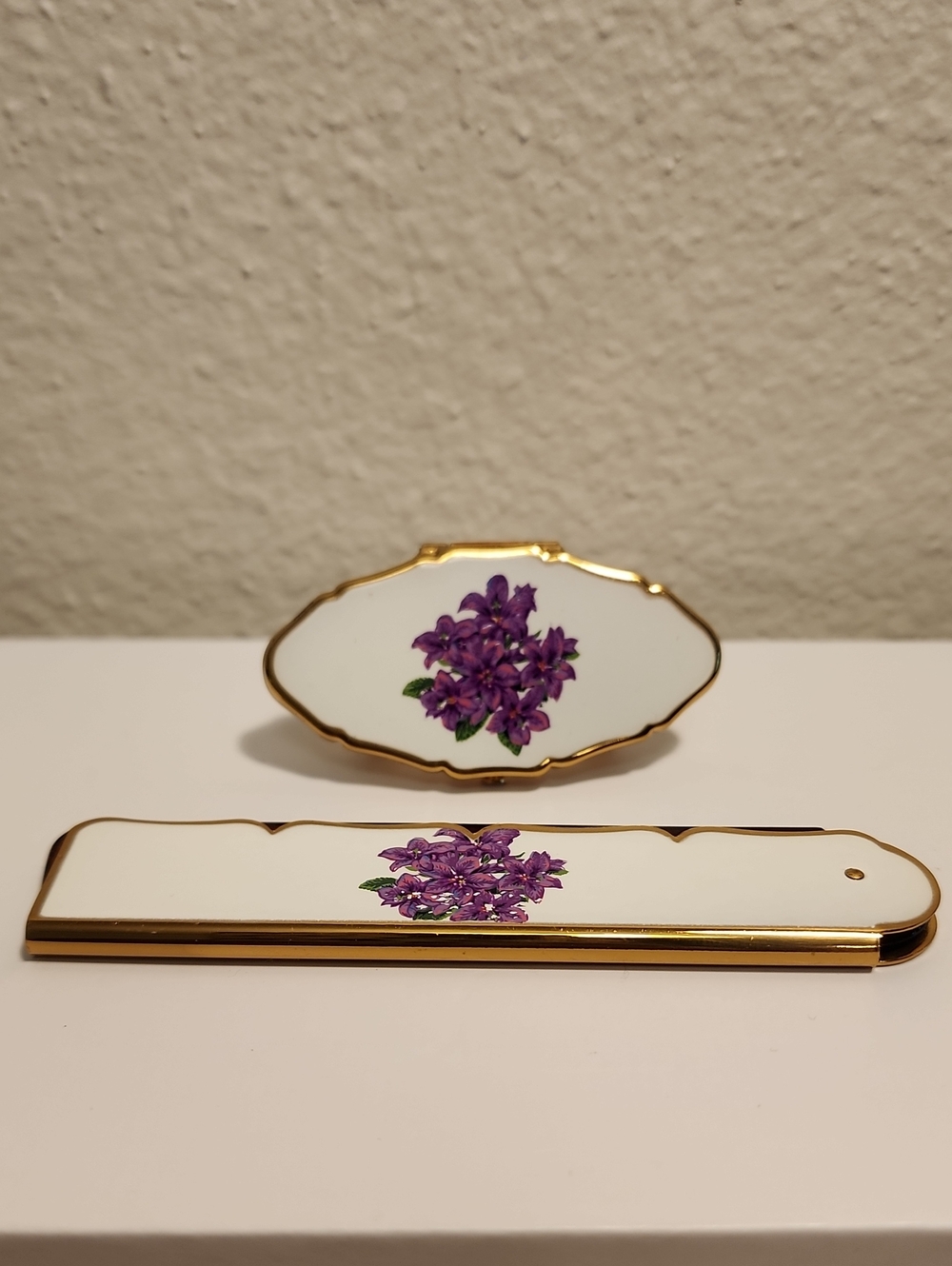 Rare Vintage Stratton Set: Comb & Lipstick Holder w/ Mirror